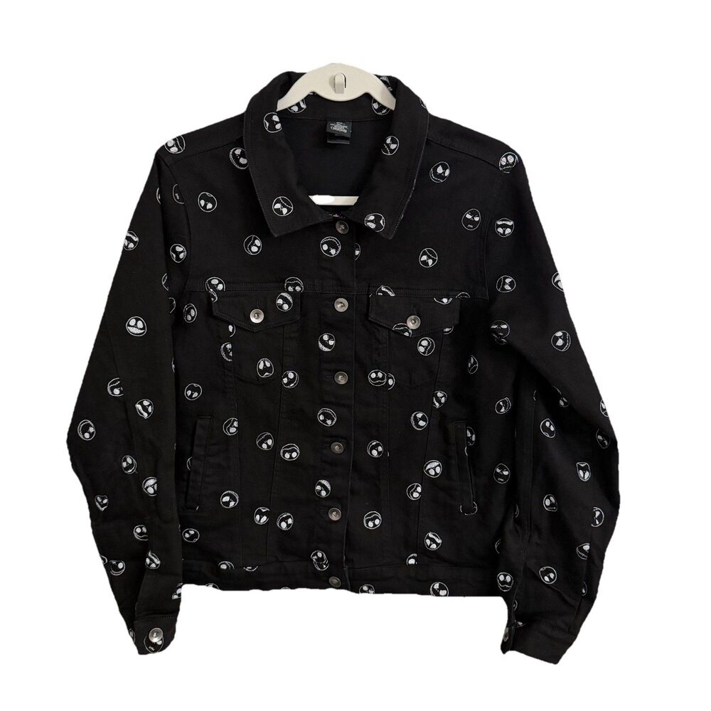 Disney‎ The Nightmare Denim Jacket Medium Black Before Christmas Time Burtons